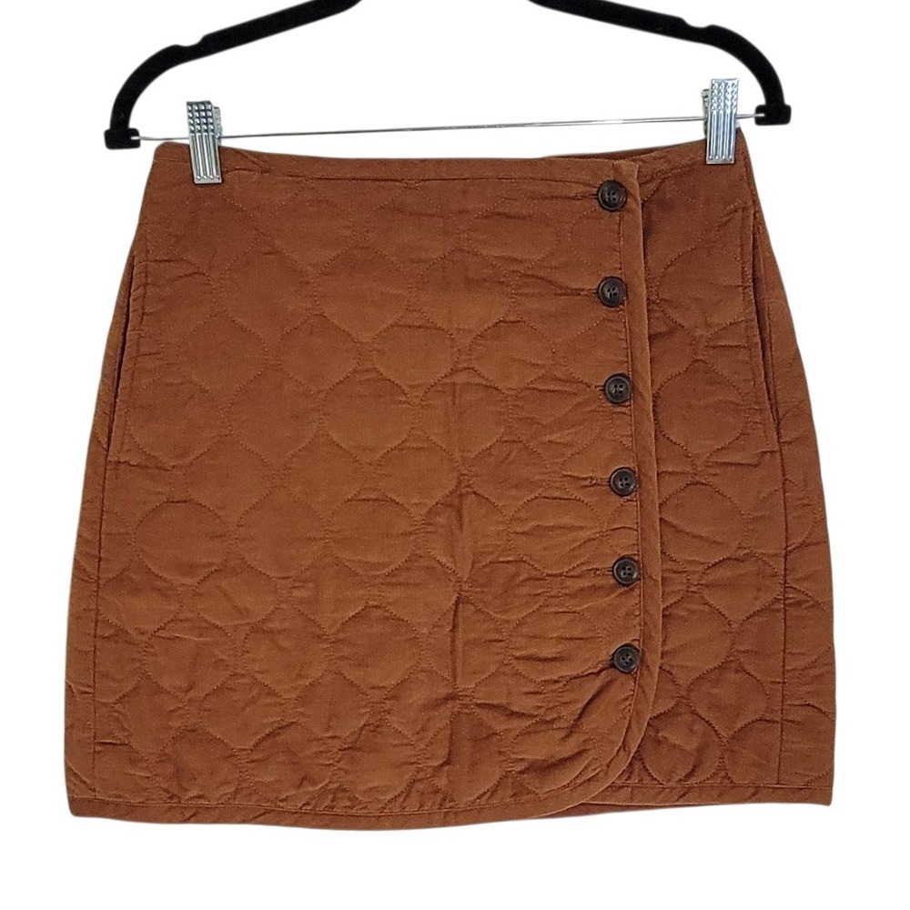 Madewell Quilted Corduroy Button Front Mini‎ Skirt Brown Size 4